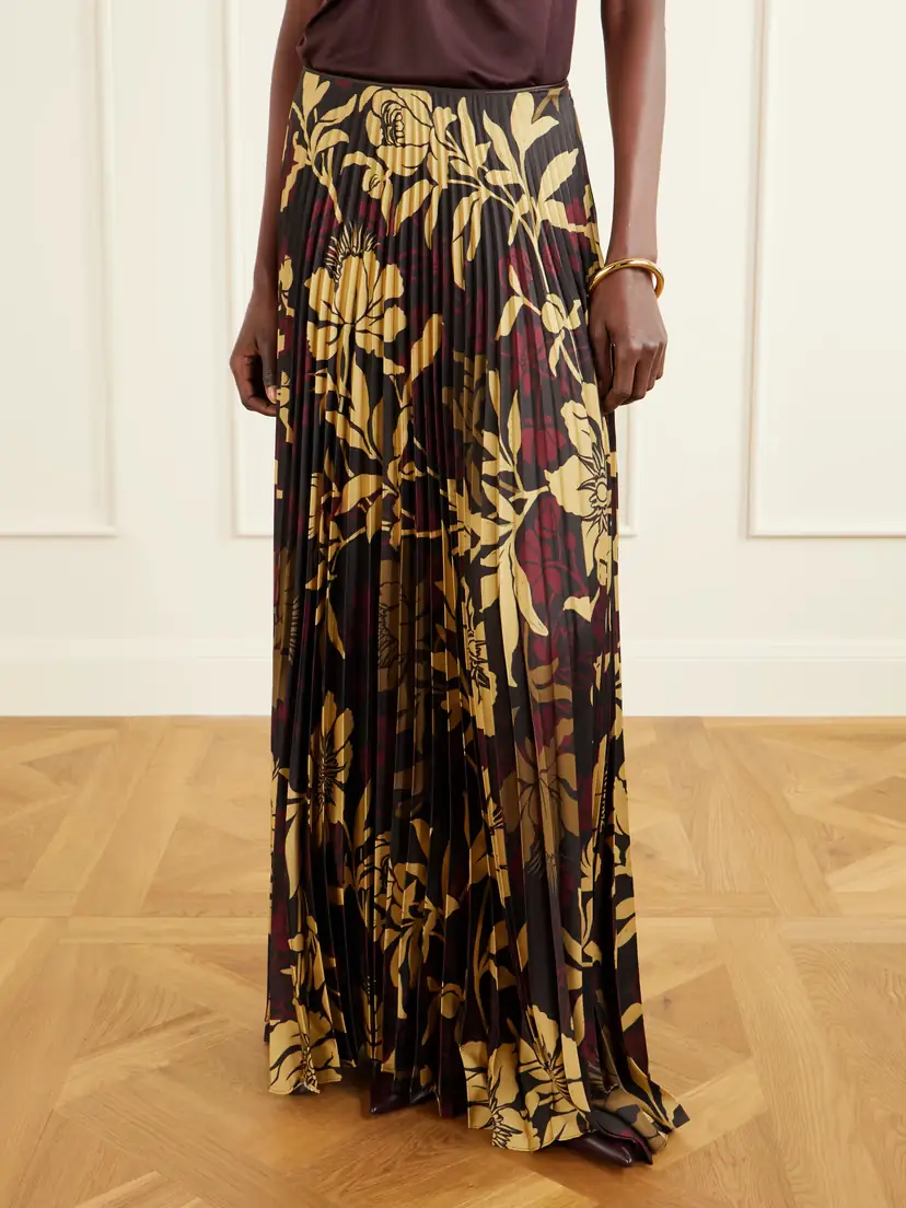 S.S. Daley Kate Pleated Floral-print Satin-twill Maxi Skirt | Thumbnail 3