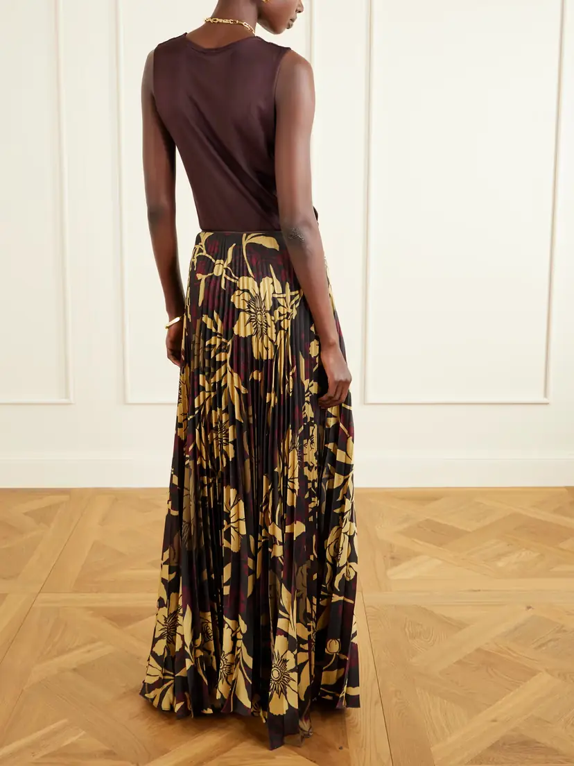 S.S. Daley Kate Pleated Floral-print Satin-twill Maxi Skirt | Thumbnail 4