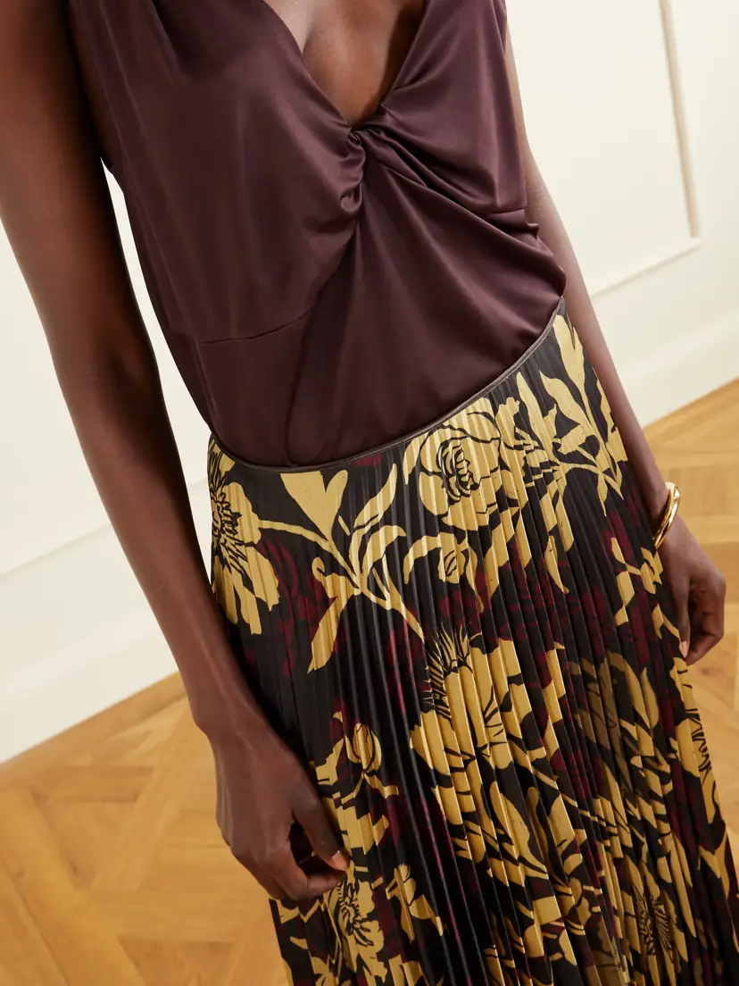 S.S. Daley Kate Pleated Floral-print Satin-twill Maxi Skirt | Thumbnail 5