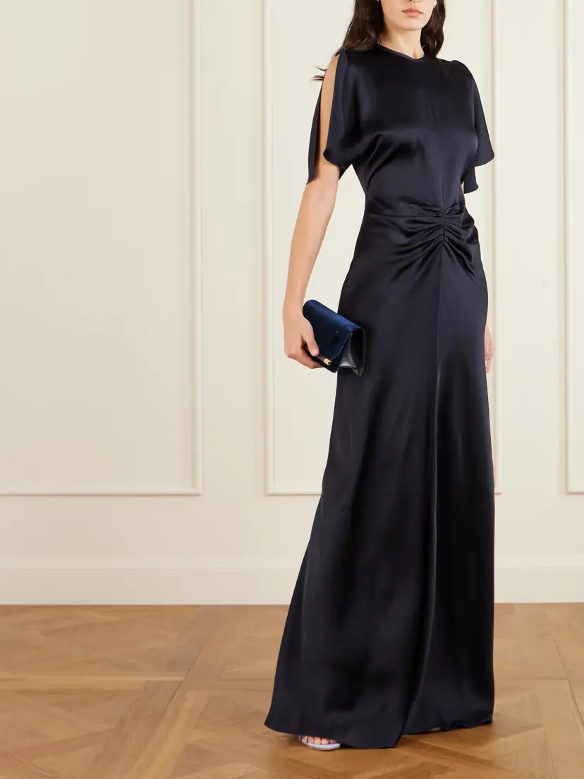 Victoria Beckham Ruched Satin Maxi Dress | Thumbnail 2