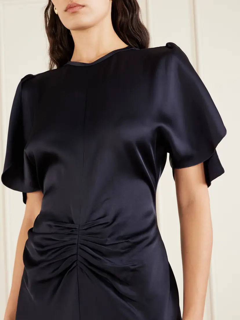 Victoria Beckham Ruched Satin Maxi Dress | Thumbnail 4