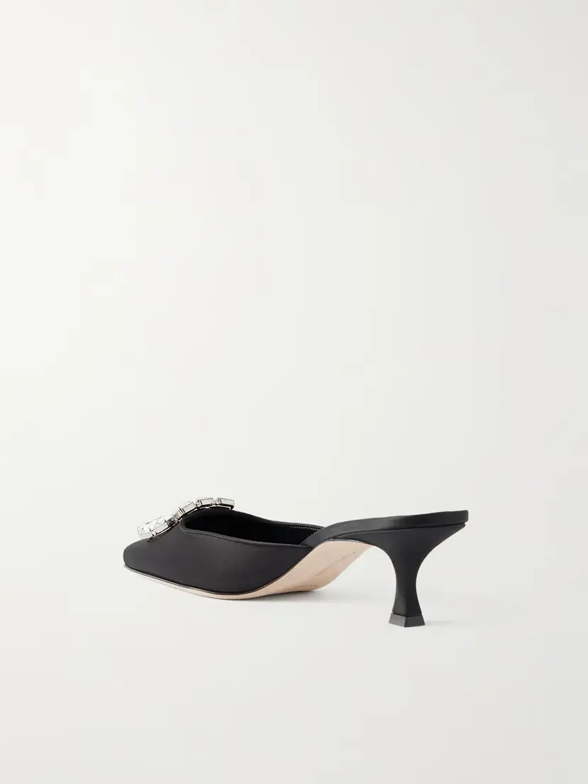 Manolo Blahnik Mayjou 50 Crystal-embellished Satin Mules | Thumbnail 3