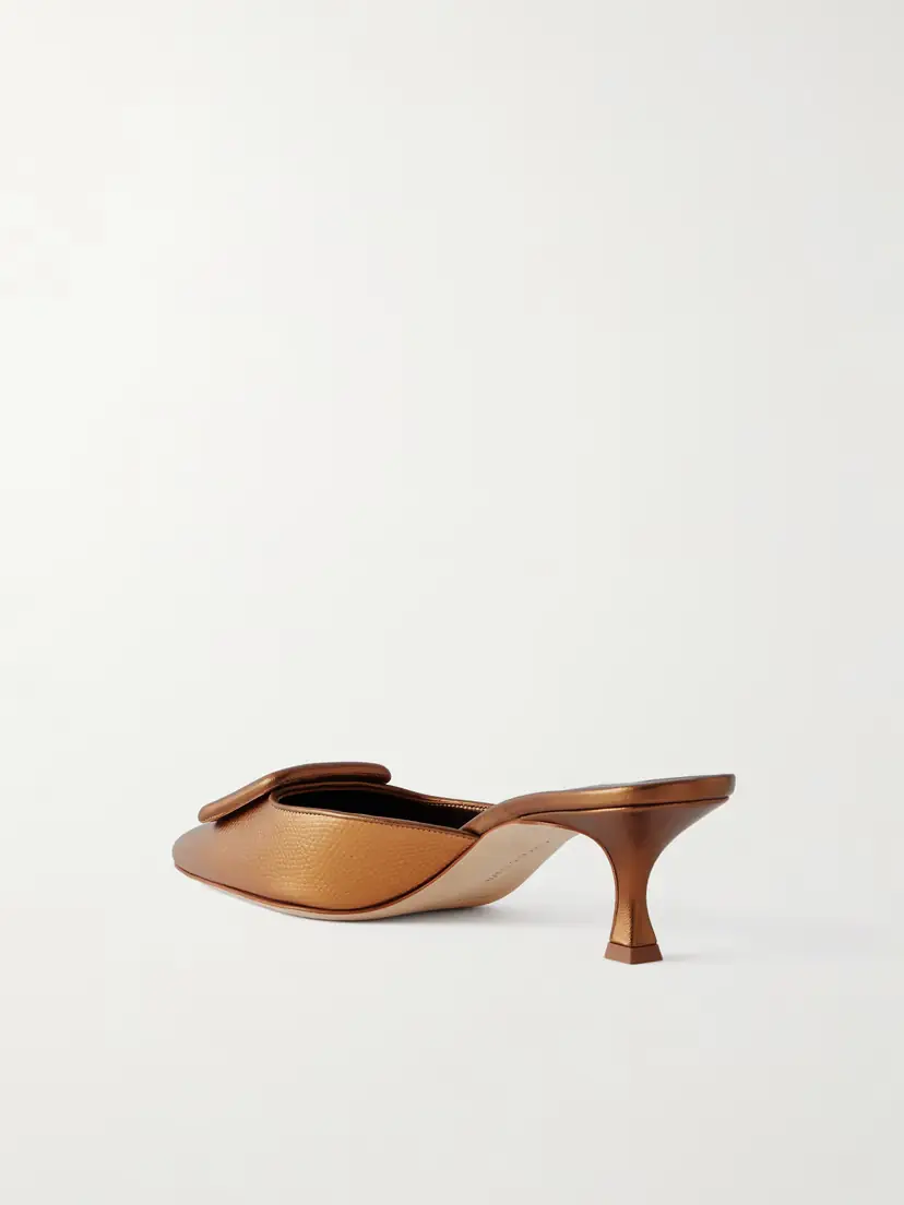 Manolo Blahnik Maysalebi 50 Lizard-effect Metallic-leather Mules | Thumbnail 3