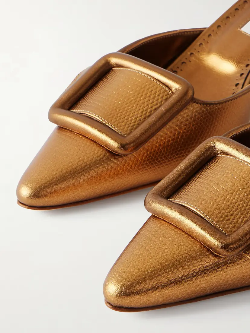 Manolo Blahnik Maysalebi 50 Lizard-effect Metallic-leather Mules | Thumbnail 5