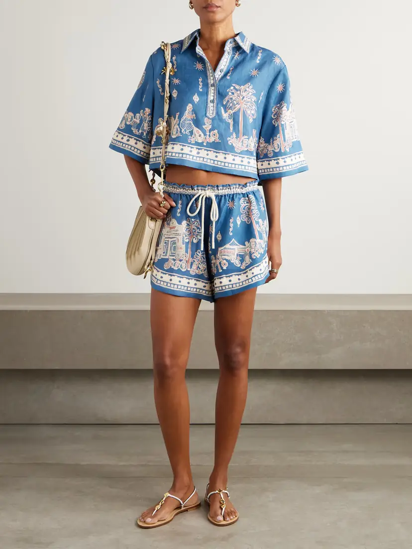 ALÉMAIS Acacia Cropped Printed Linen Shirt | Thumbnail 2 ALÉMAIS Acacia Cropped Printed Linen Shirt | Thumbnail 2