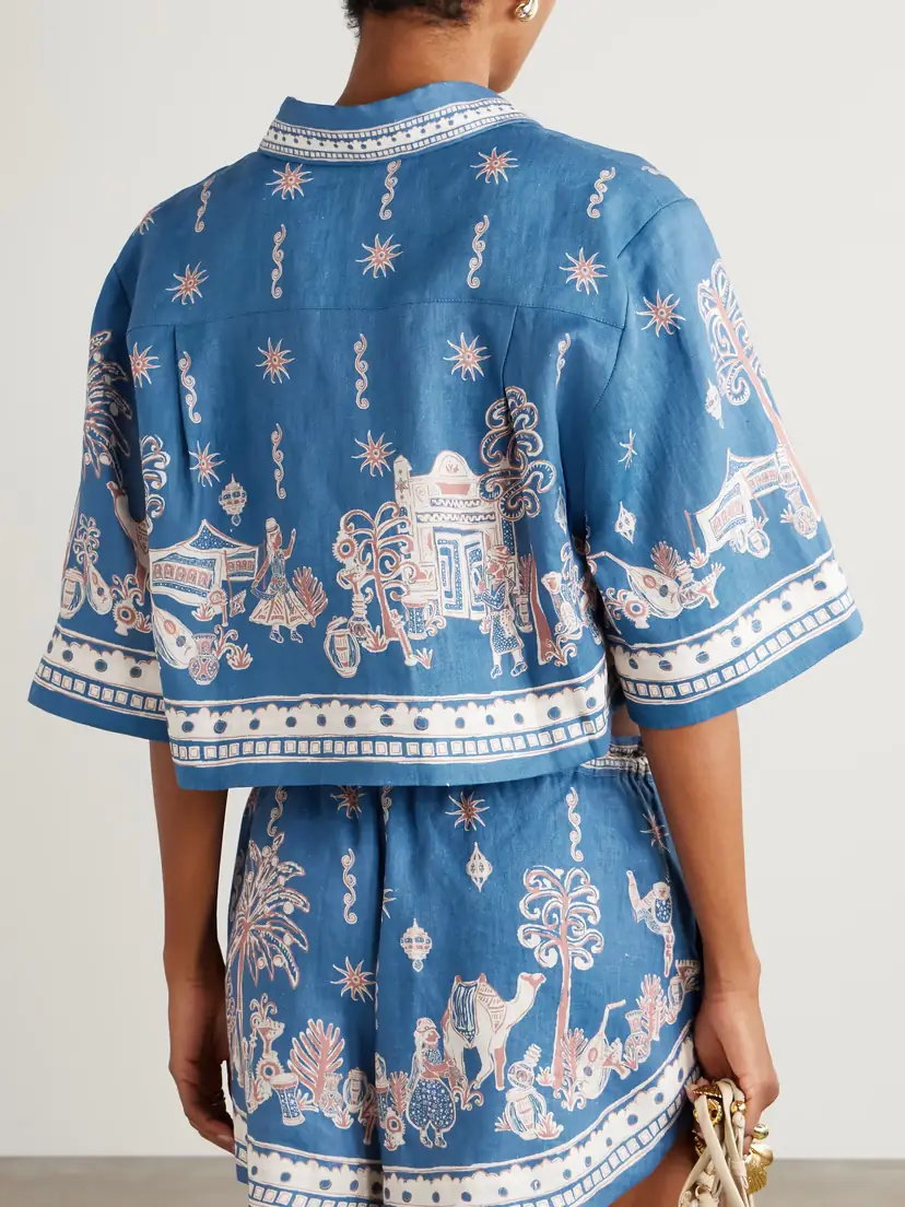 ALÉMAIS Acacia Cropped Printed Linen Shirt | Thumbnail 3 ALÉMAIS Acacia Cropped Printed Linen Shirt | Thumbnail 3