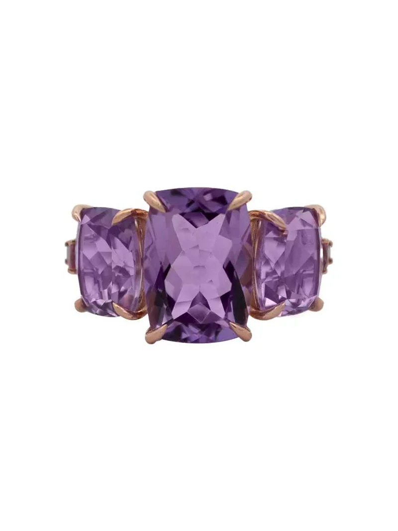 Wish Fine Jewelry 11.39ct Amethyst Pink Tourmaline 18K Gold Ring