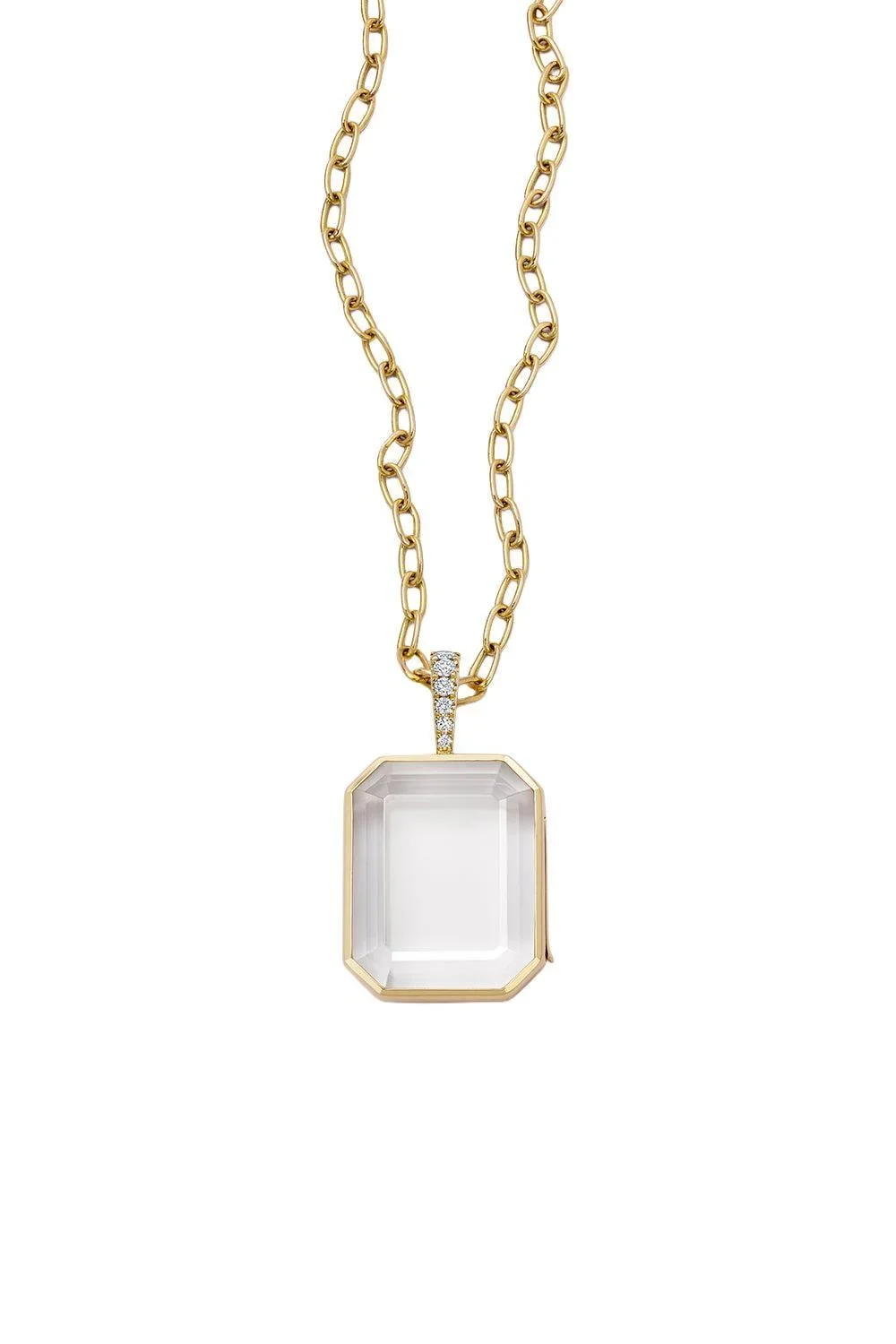 Diamond Baguette Locket Necklace
