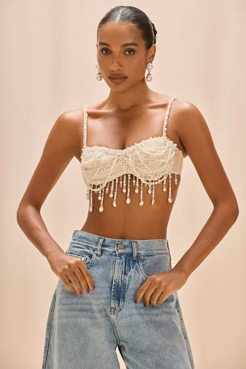 PEARL DUST EMBROIDERY BRA TOP PEARL DUST EMBROIDERY BRA TOP