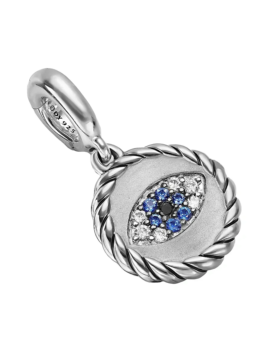 David Yurman Women's Evil Eye Amulet in Sterling Silver with Light Blue Sapphires, Black Diamonds and Diamonds, 12.6MM - Light Blue Sapphire | Thumbnail 3 David Yurman Women's Evil Eye Amulet in Sterling Silver with Light Blue Sapphires, Black Diamonds and Diamonds, 12.6MM - Light Blue Sapphire | Thumbnail 3