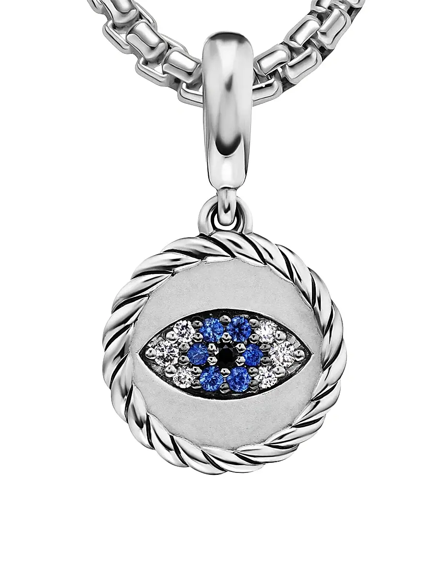 David Yurman Women's Evil Eye Amulet in Sterling Silver with Light Blue Sapphires, Black Diamonds and Diamonds, 12.6MM - Light Blue Sapphire | Thumbnail 5 David Yurman Women's Evil Eye Amulet in Sterling Silver with Light Blue Sapphires, Black Diamonds and Diamonds, 12.6MM - Light Blue Sapphire | Thumbnail 5