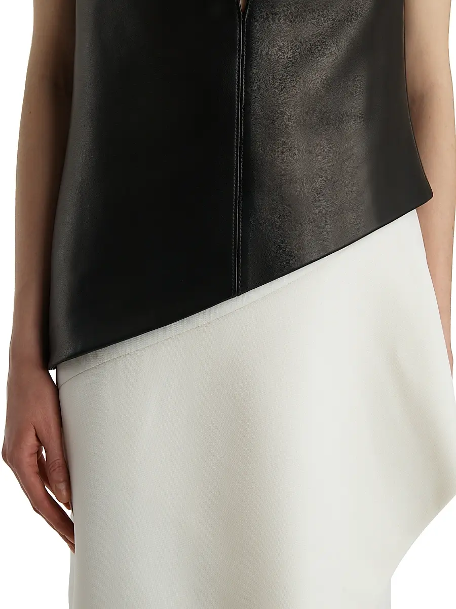 Khaite Women's Von Asymmetric Leather Sleeveless Top - Black | Thumbnail 6