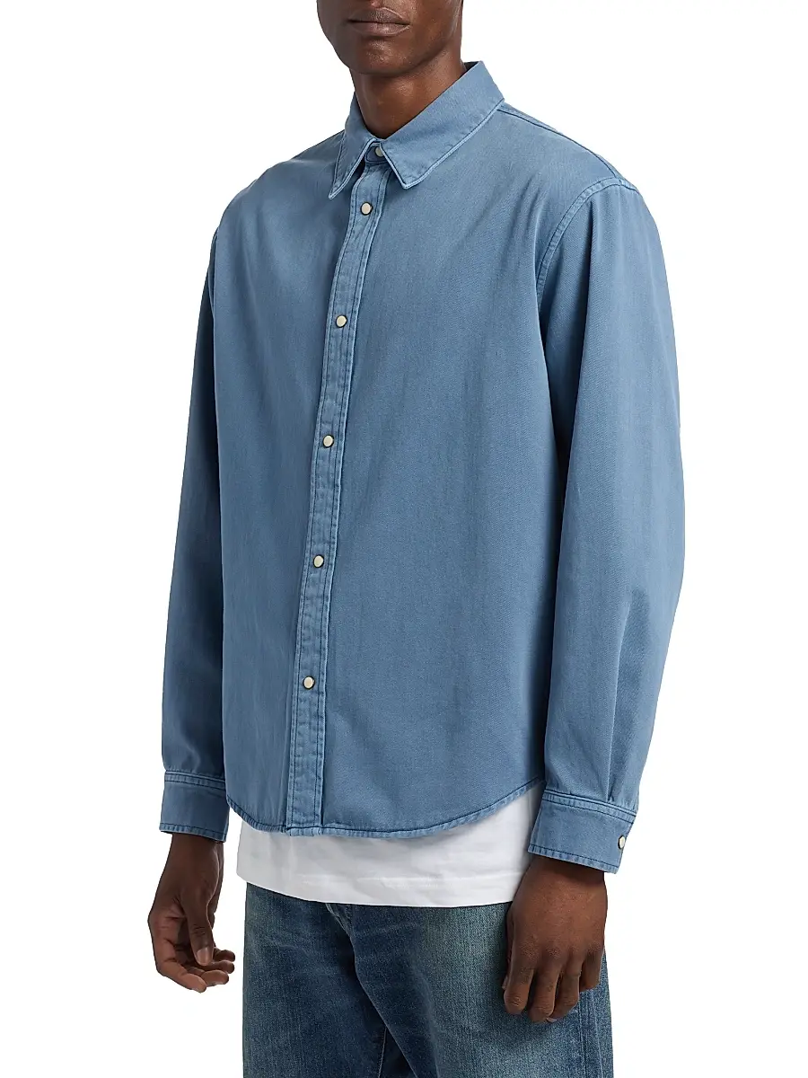 Frame Men's Classic Cotton Button-Front Shirt | Thumbnail 4 Frame Men's Classic Cotton Button-Front Shirt | Thumbnail 4