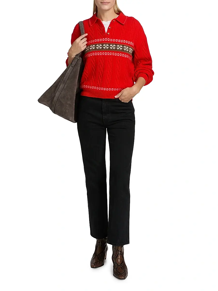 Guest In Residence Women's Cable Collegiate Cashmere-Blend Sweater | Thumbnail 2 Guest In Residence Women's Cable Collegiate Cashmere-Blend Sweater | Thumbnail 2
