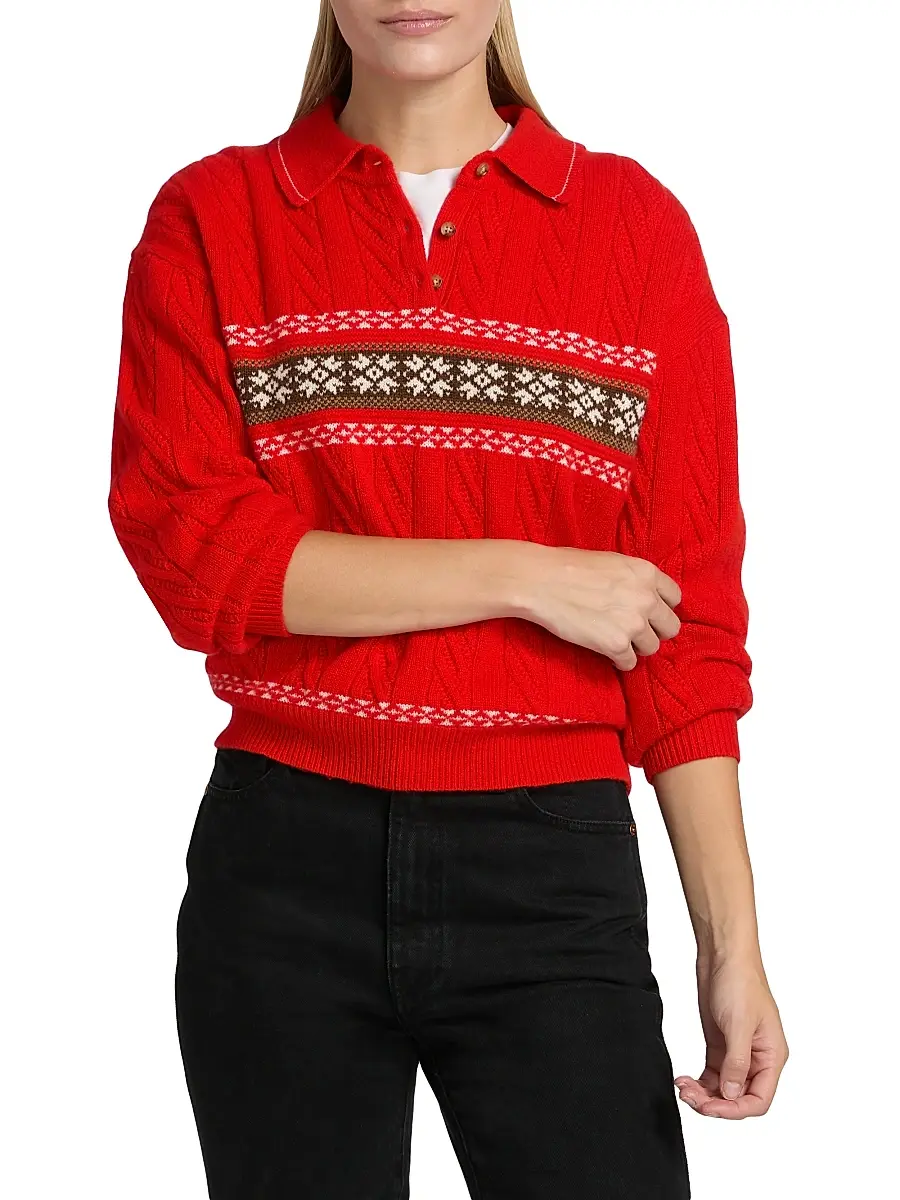 Guest In Residence Women's Cable Collegiate Cashmere-Blend Sweater | Thumbnail 3 Guest In Residence Women's Cable Collegiate Cashmere-Blend Sweater | Thumbnail 3