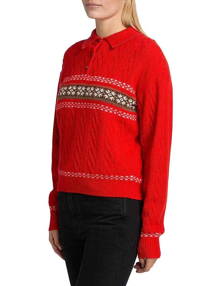 Guest In Residence Women's Cable Collegiate Cashmere-Blend Sweater | Thumbnail 4 Guest In Residence Women's Cable Collegiate Cashmere-Blend Sweater | Thumbnail 4