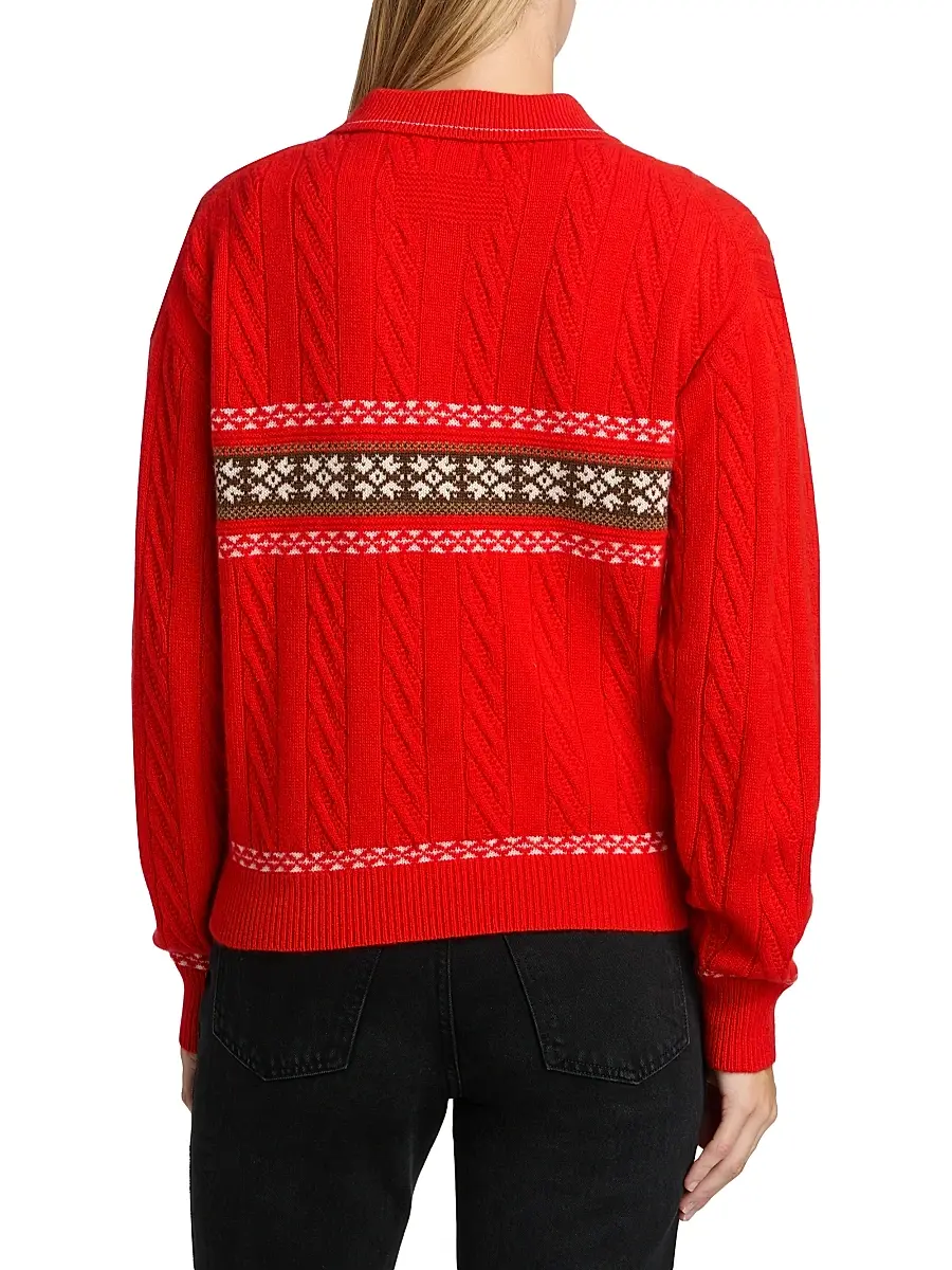 Guest In Residence Women's Cable Collegiate Cashmere-Blend Sweater | Thumbnail 5 Guest In Residence Women's Cable Collegiate Cashmere-Blend Sweater | Thumbnail 5