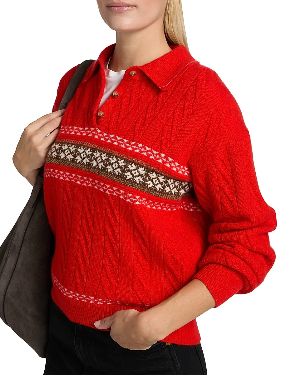 Guest In Residence Women's Cable Collegiate Cashmere-Blend Sweater | Thumbnail 6 Guest In Residence Women's Cable Collegiate Cashmere-Blend Sweater | Thumbnail 6