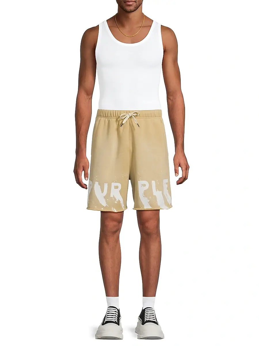 Purple Brand Men's Logo Cotton Fleece Shorts | Thumbnail 2