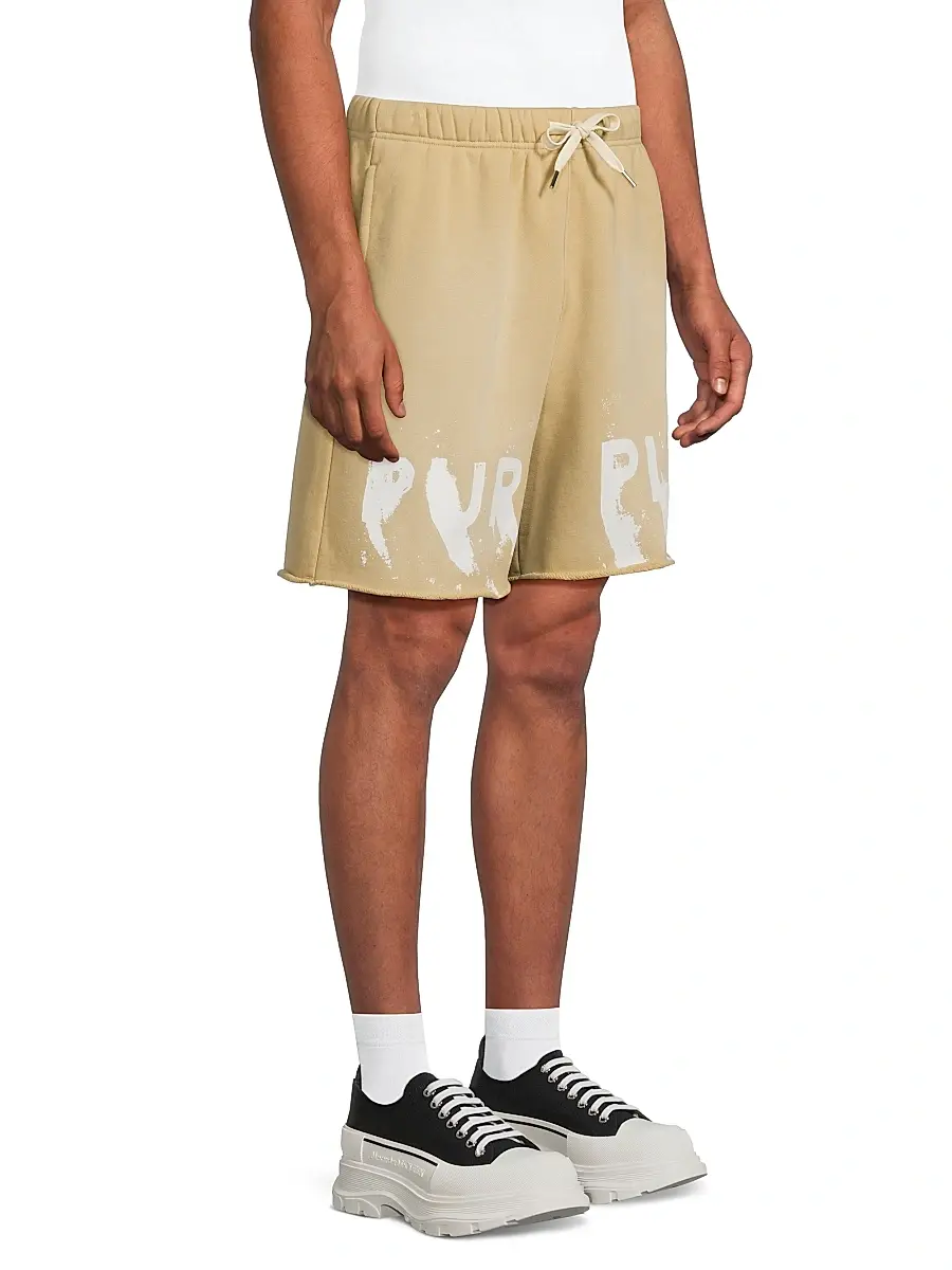 Purple Brand Men's Logo Cotton Fleece Shorts | Thumbnail 4