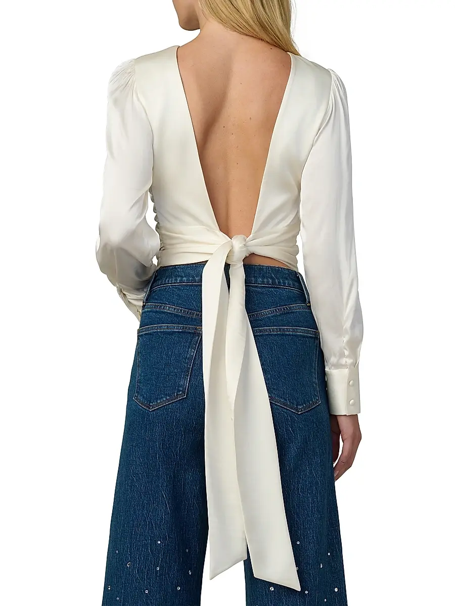 Joe's Jeans Women's The Marie Tie-Back Satin Blouse | Thumbnail 5 Joe's Jeans Women's The Marie Tie-Back Satin Blouse | Thumbnail 5