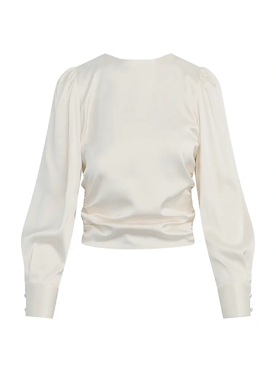 Joe's Jeans Women's The Marie Tie-Back Satin Blouse - Ecru | Image 1 Joe's Jeans Women's The Marie Tie-Back Satin Blouse - Ecru | Image 1