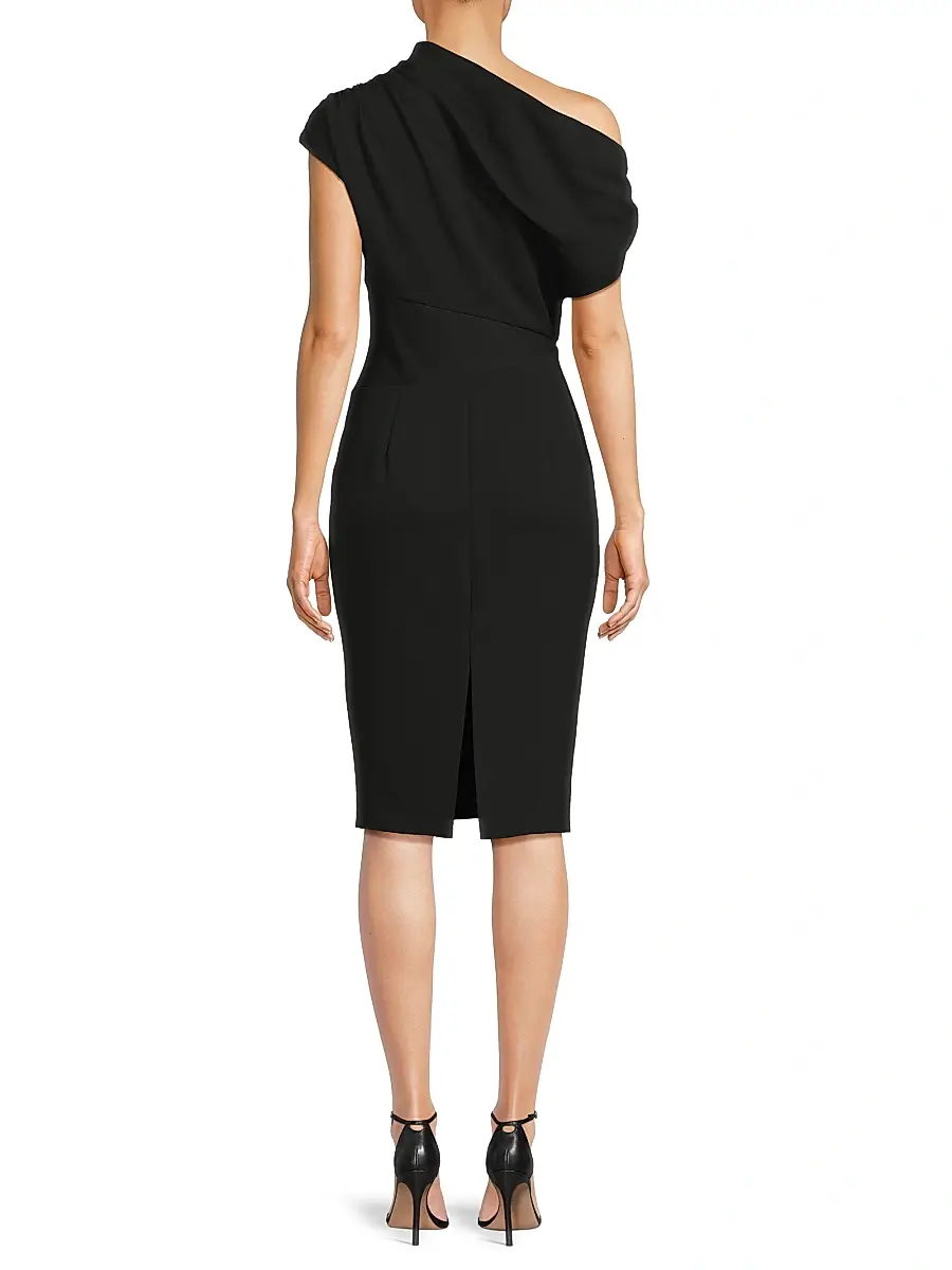 Aidan Mattox Women's Crepe Jersey One-Shoulder Midi-Dress - Black | Thumbnail 5 Aidan Mattox Women's Crepe Jersey One-Shoulder Midi-Dress - Black | Thumbnail 5