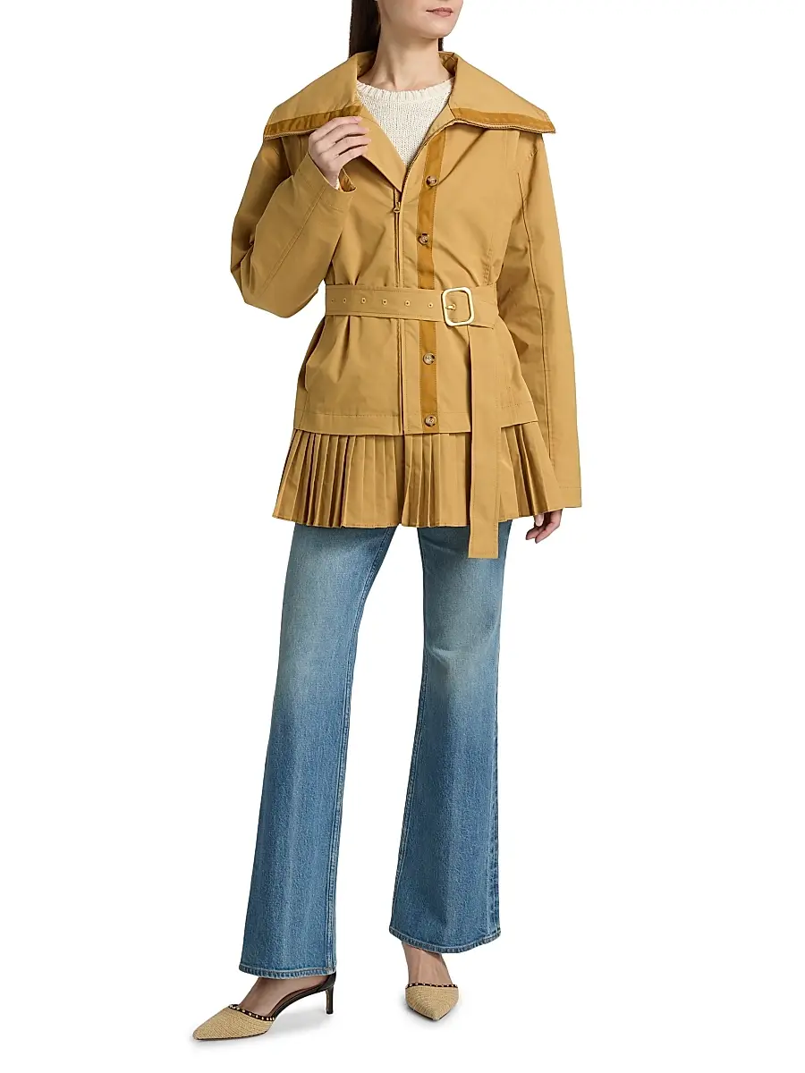Ulla Johnson Women's Lison Pleated Belted Jacket - Almond | Thumbnail 2 Ulla Johnson Women's Lison Pleated Belted Jacket - Almond | Thumbnail 2