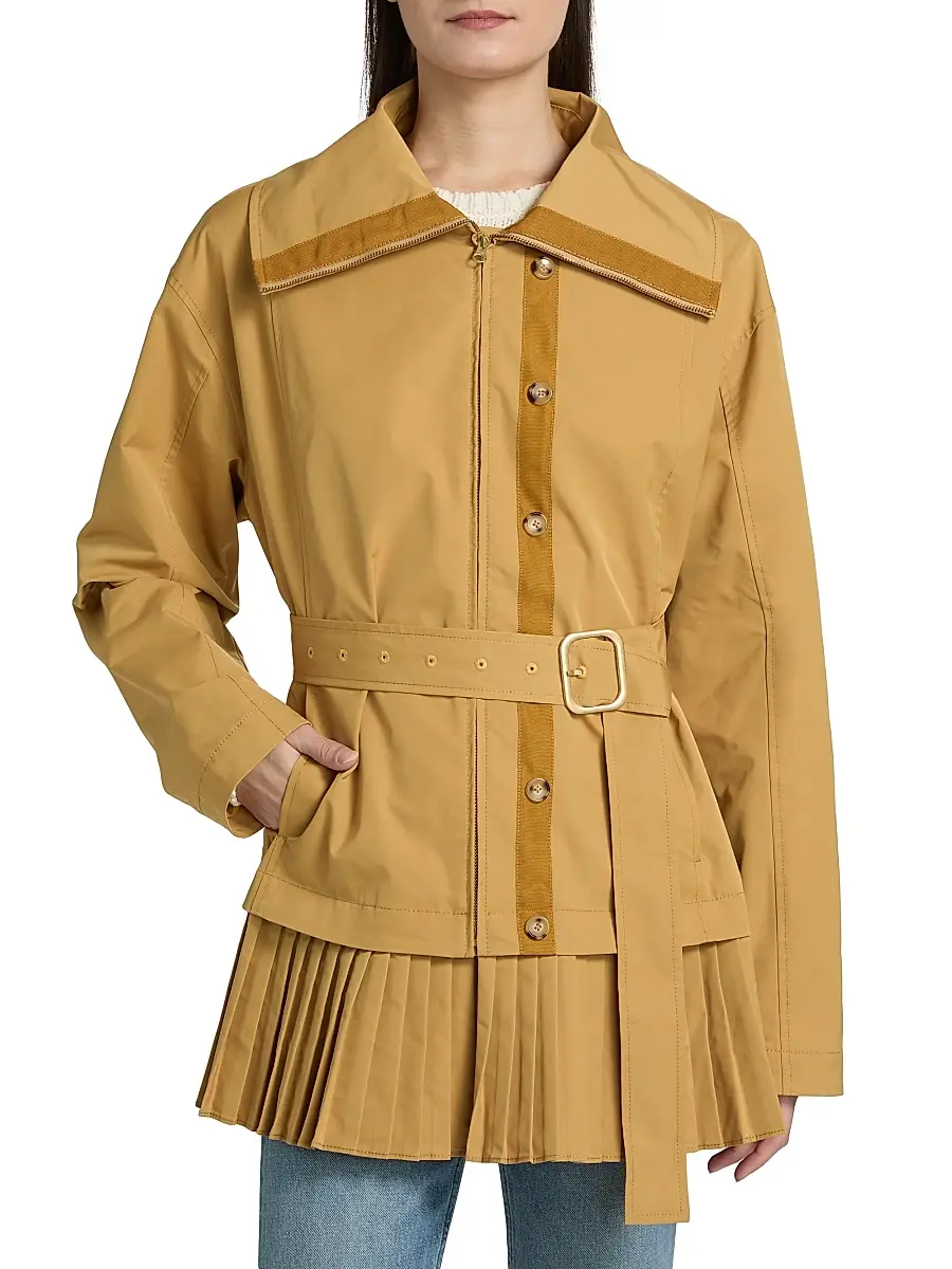 Ulla Johnson Women's Lison Pleated Belted Jacket - Almond | Thumbnail 3 Ulla Johnson Women's Lison Pleated Belted Jacket - Almond | Thumbnail 3