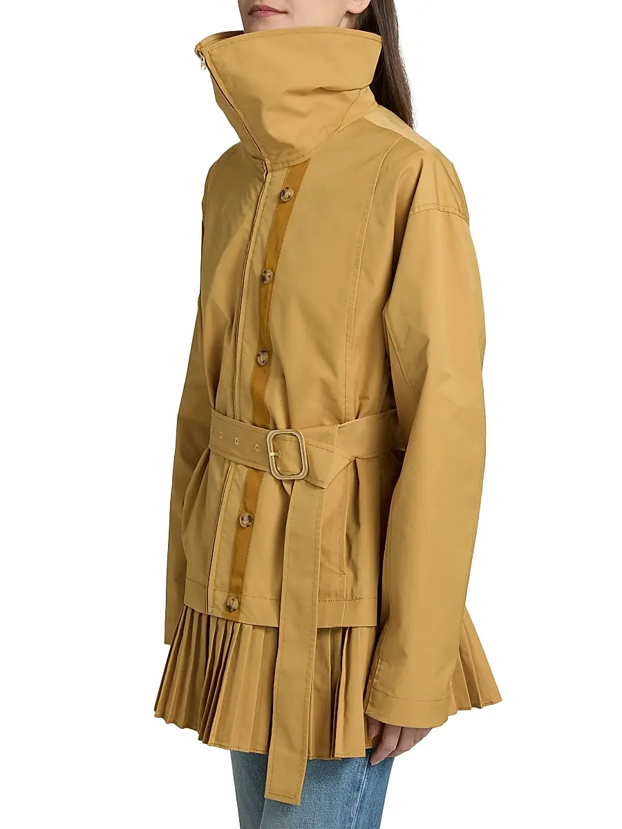 Ulla Johnson Women's Lison Pleated Belted Jacket - Almond | Thumbnail 4 Ulla Johnson Women's Lison Pleated Belted Jacket - Almond | Thumbnail 4