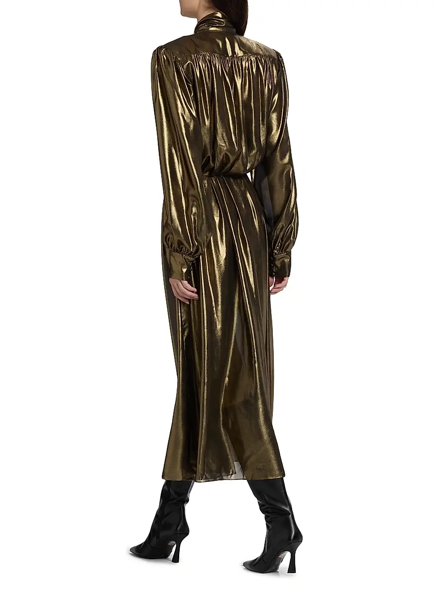 Ronny Kobo Women's Anora Pleated Metallic Midi-Dress | Thumbnail 5 Ronny Kobo Women's Anora Pleated Metallic Midi-Dress | Thumbnail 5