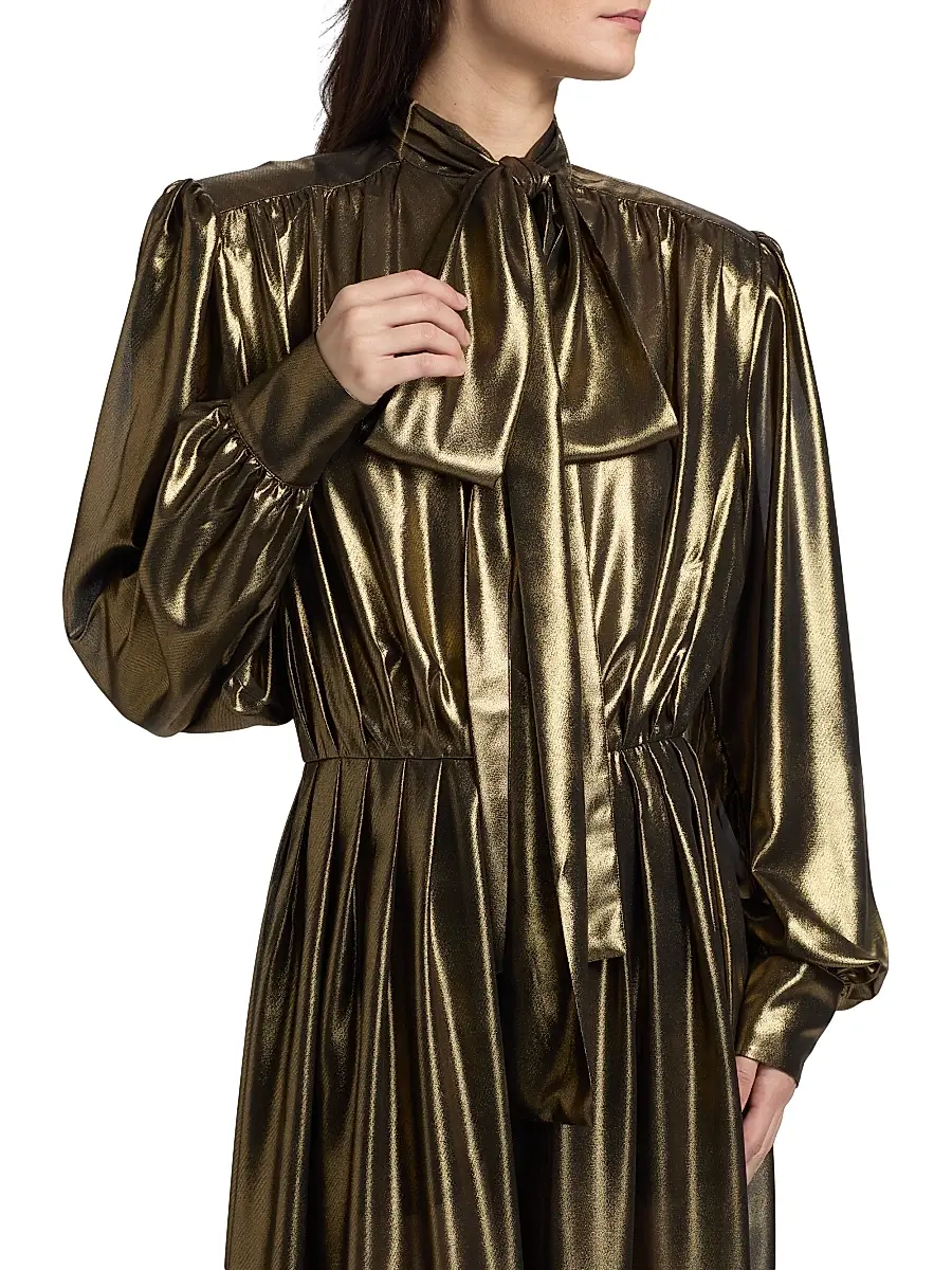 Ronny Kobo Women's Anora Pleated Metallic Midi-Dress | Thumbnail 6 Ronny Kobo Women's Anora Pleated Metallic Midi-Dress | Thumbnail 6