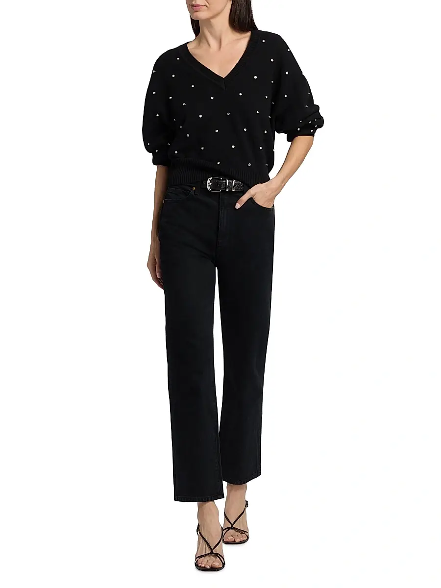 Ronny Kobo Women's Corin Crystal-Embellished V-Neck Sweater | Thumbnail 2 Ronny Kobo Women's Corin Crystal-Embellished V-Neck Sweater | Thumbnail 2
