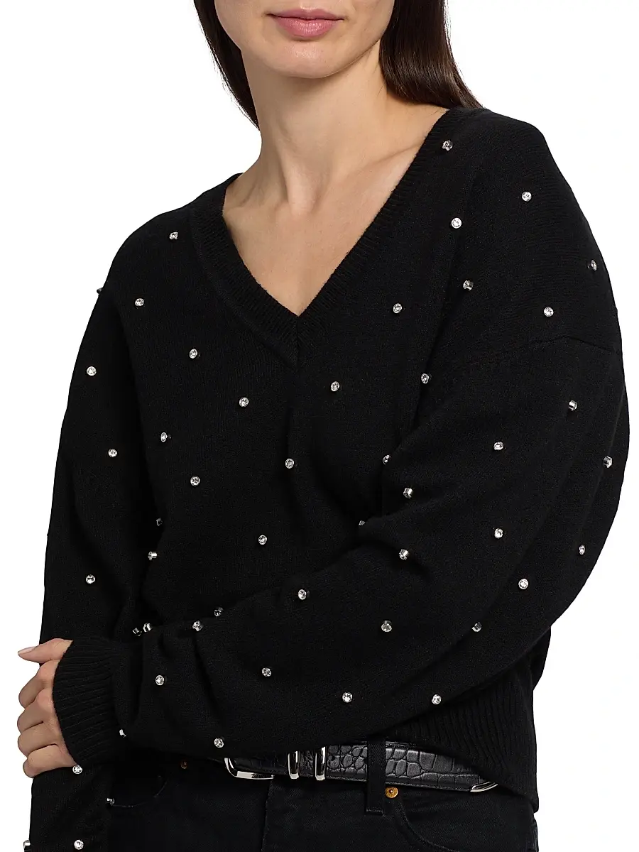 Ronny Kobo Women's Corin Crystal-Embellished V-Neck Sweater | Thumbnail 6 Ronny Kobo Women's Corin Crystal-Embellished V-Neck Sweater | Thumbnail 6