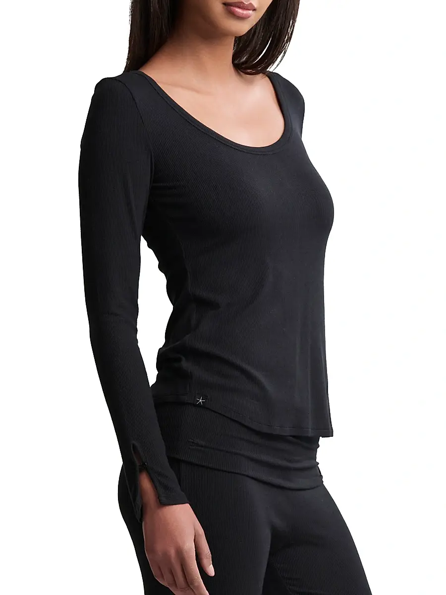 Barefoot Dreams Women's Ultra Soft Ribbed Long-Sleeve T-Shirt | Thumbnail 2 Barefoot Dreams Women's Ultra Soft Ribbed Long-Sleeve T-Shirt | Thumbnail 2