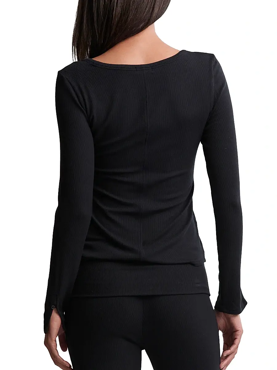 Barefoot Dreams Women's Ultra Soft Ribbed Long-Sleeve T-Shirt | Thumbnail 3 Barefoot Dreams Women's Ultra Soft Ribbed Long-Sleeve T-Shirt | Thumbnail 3