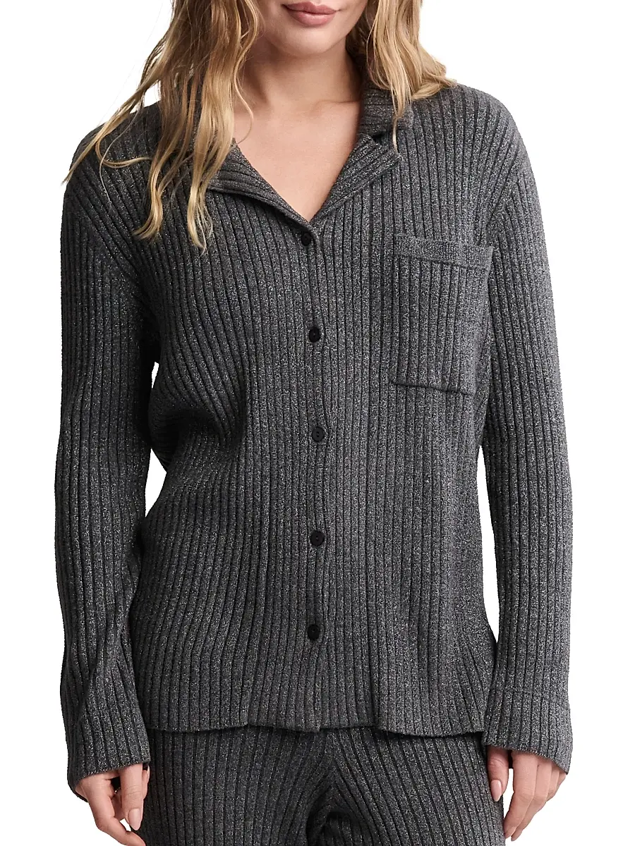 Barefoot Dreams Women's Cozychic Ultra Lite Rib Button-Front Sweater - Carbon | Image 1 Barefoot Dreams Women's Cozychic Ultra Lite Rib Button-Front Sweater - Carbon | Image 1