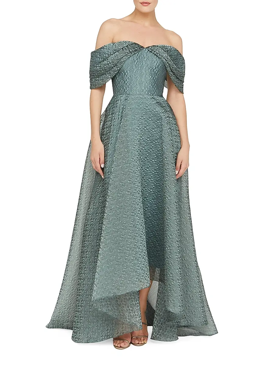 THEIA Women's Elysia Cloud Jacquard Off-the-Shoulder Gown | Thumbnail 2 THEIA Women's Elysia Cloud Jacquard Off-the-Shoulder Gown | Thumbnail 2