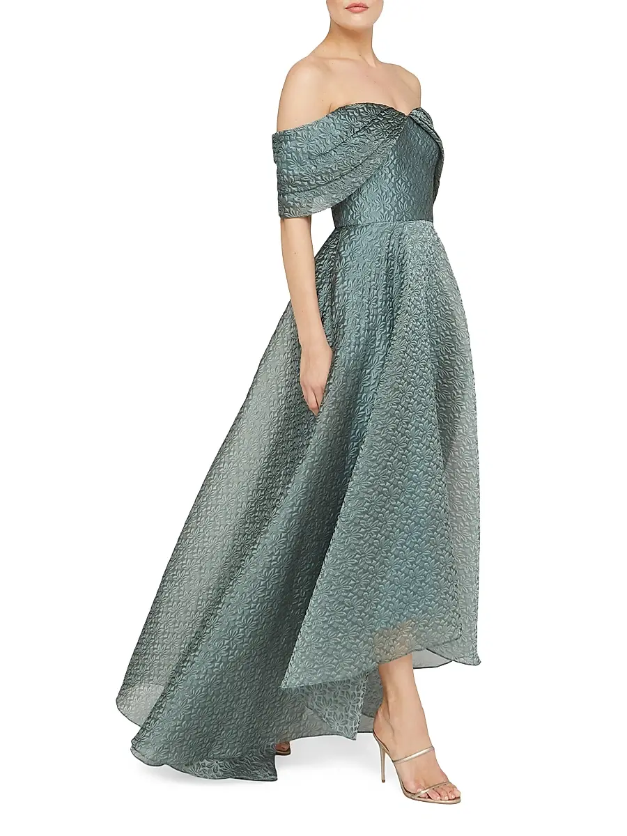 THEIA Women's Elysia Cloud Jacquard Off-the-Shoulder Gown | Thumbnail 3 THEIA Women's Elysia Cloud Jacquard Off-the-Shoulder Gown | Thumbnail 3