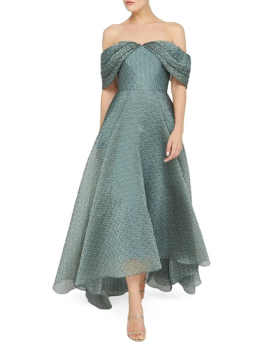 THEIA Women's Elysia Cloud Jacquard Off-the-Shoulder Gown | Thumbnail 5 THEIA Women's Elysia Cloud Jacquard Off-the-Shoulder Gown | Thumbnail 5
