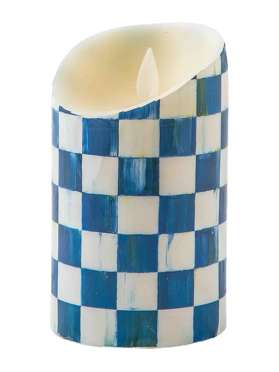 MacKenzie-Childs Royal Check Flickering Pillar Candle