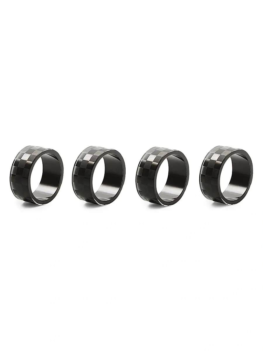 MacKenzie-Childs Check 4-Piece Glass Napkin Ring Set | Image 1 MacKenzie-Childs Check 4-Piece Glass Napkin Ring Set | Image 1