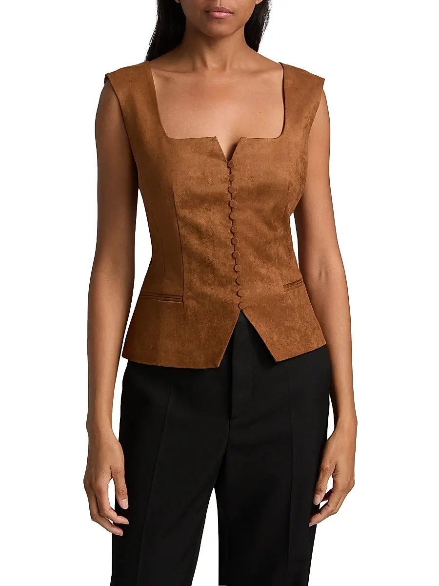 Toccin Women's Ariana Faux-Suede Button-Front Top | Thumbnail 3 Toccin Women's Ariana Faux-Suede Button-Front Top | Thumbnail 3