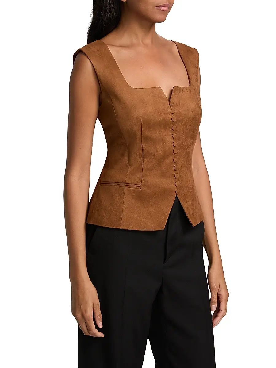 Toccin Women's Ariana Faux-Suede Button-Front Top | Thumbnail 4 Toccin Women's Ariana Faux-Suede Button-Front Top | Thumbnail 4