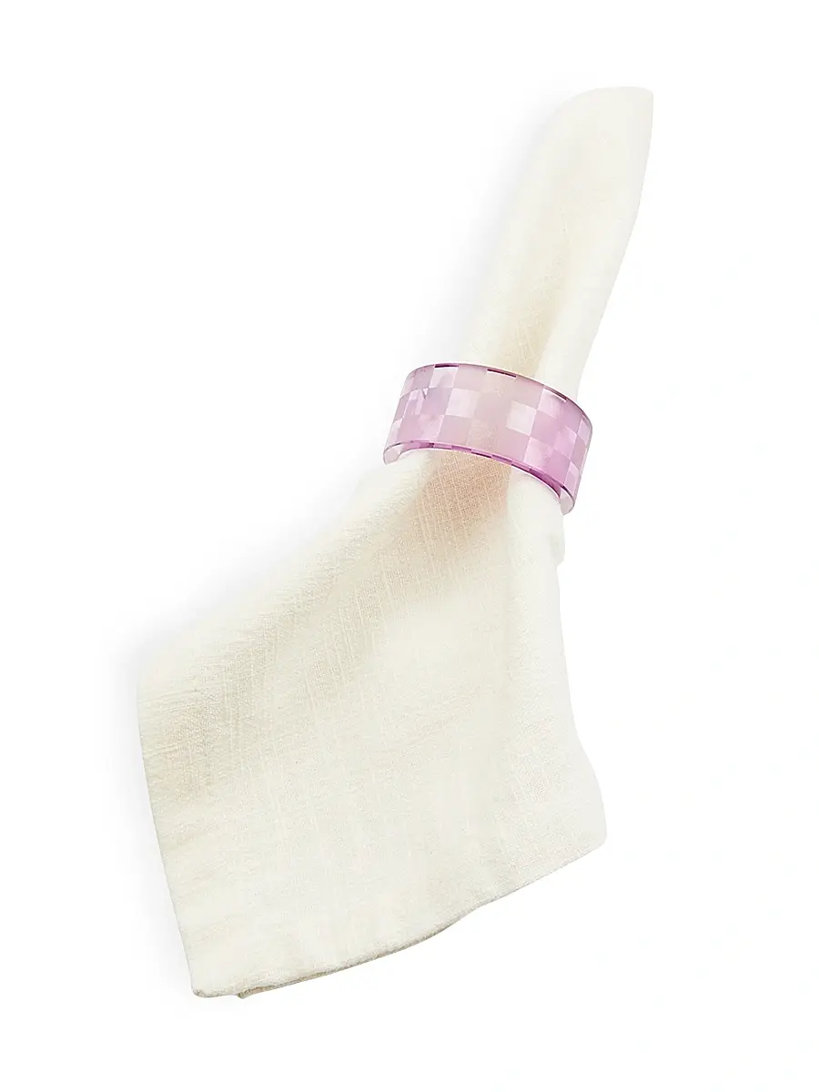 MacKenzie-Childs Check Glass Napkin Rings 4-Piece Set | Thumbnail 2 MacKenzie-Childs Check Glass Napkin Rings 4-Piece Set | Thumbnail 2