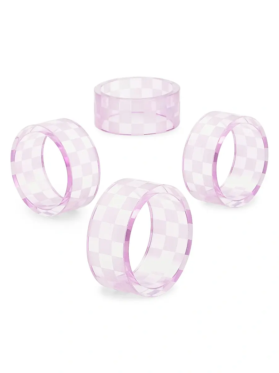 MacKenzie-Childs Check Glass Napkin Rings 4-Piece Set | Thumbnail 3 MacKenzie-Childs Check Glass Napkin Rings 4-Piece Set | Thumbnail 3