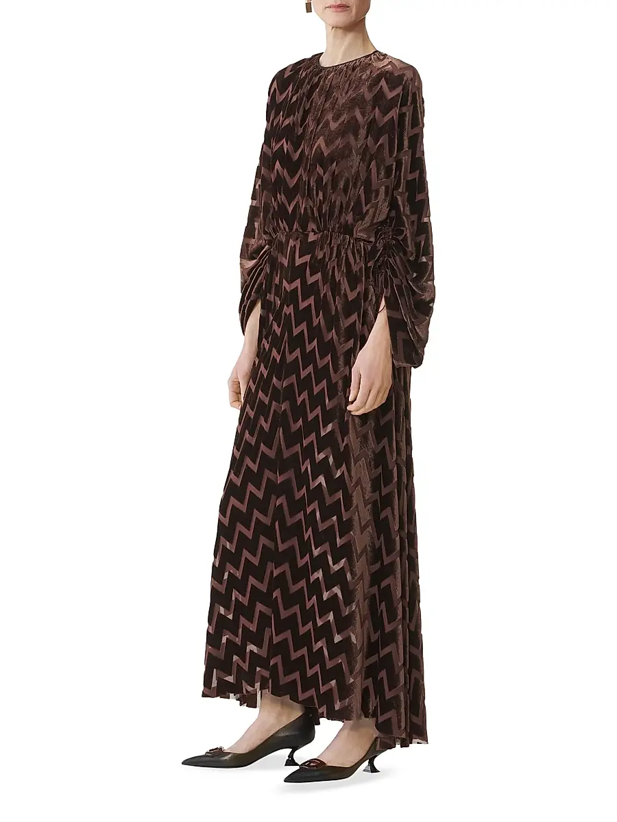Lanvin Women's Devore Velvet Dress - Mocha | Thumbnail 3 Lanvin Women's Devore Velvet Dress - Mocha | Thumbnail 3