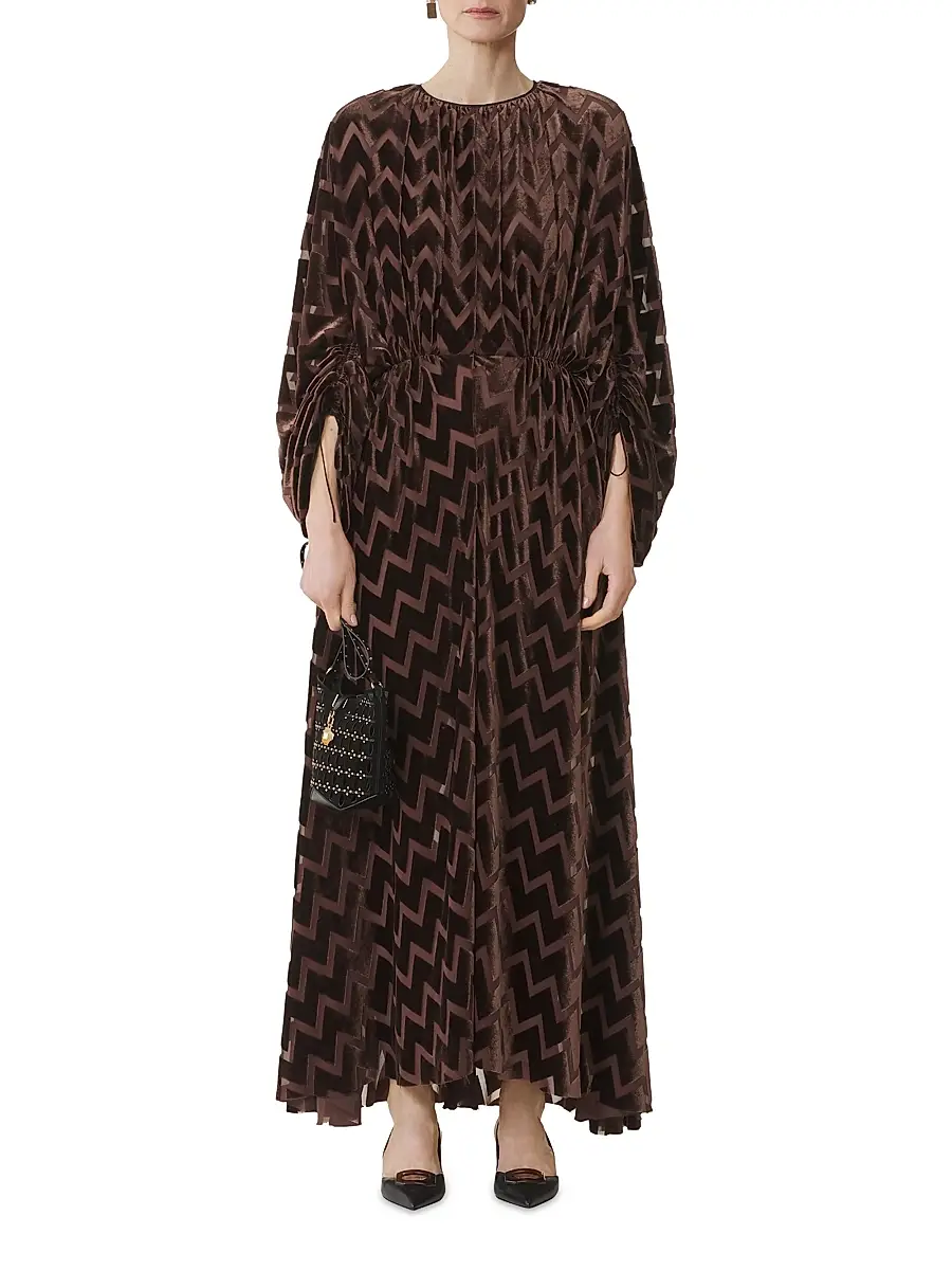 Lanvin Women's Devore Velvet Dress - Mocha | Thumbnail 6 Lanvin Women's Devore Velvet Dress - Mocha | Thumbnail 6