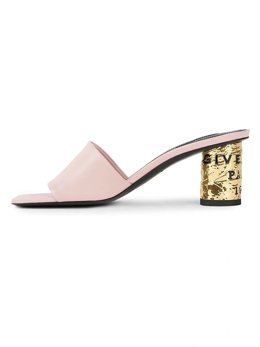 Givenchy Women's Tape Heeled Mules in Leather - Silk Pink | Thumbnail 3