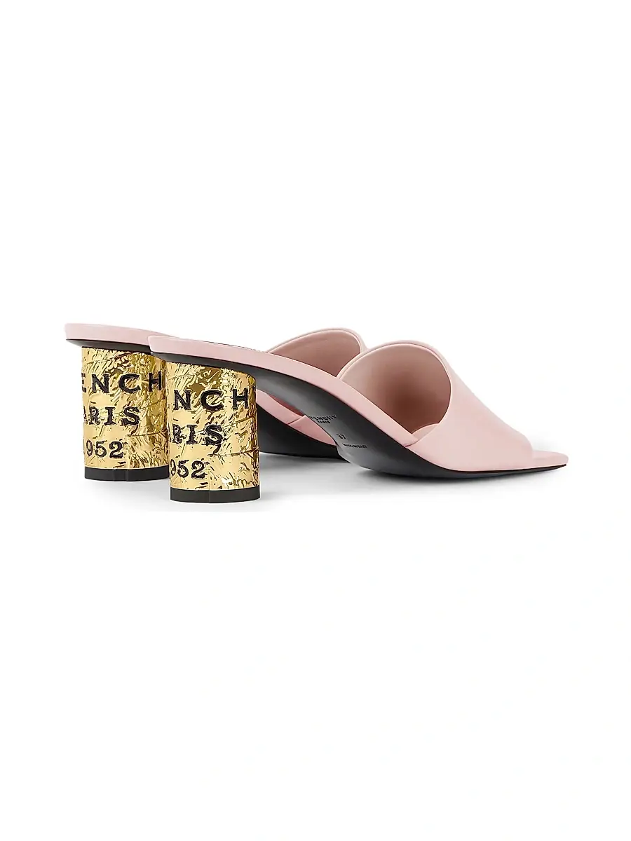Givenchy Women's Tape Heeled Mules in Leather - Silk Pink | Thumbnail 4